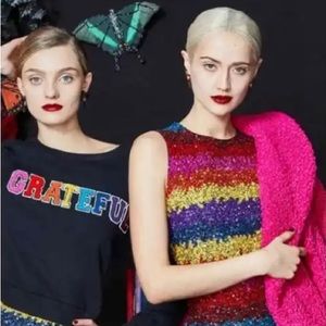 Alice + Olivia New Sequin Multicolor Mid Length Embellished Dress Size S